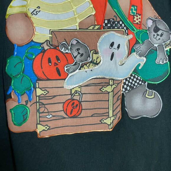 Vintage Halloween T-Shirt Daisy Kingdom Applique Bears Cats Ghost DIY Small Top - Picture 12 of 14